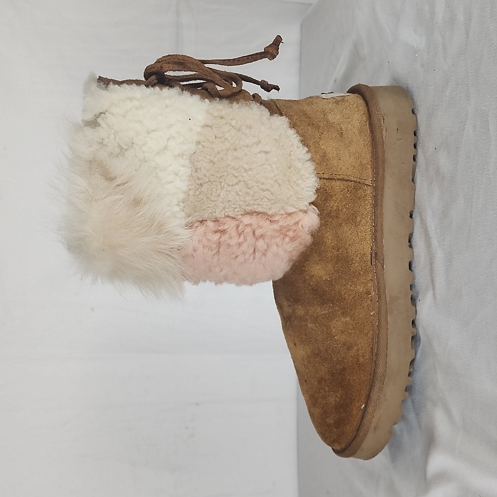 Ugg Classic Patchwork Pink And White Fur Lace Up … - image 8